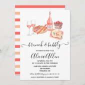 Brunch & Bubbly Picknick Brautparty zum Thema Wein Einladung (Vorne/Hinten)