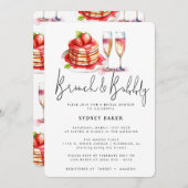 Brunch & Bubbly Pink Blush Brautparty Einladung (Vorne/Hinten)