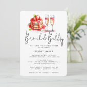 Brunch & Bubbly Pink Blush Brautparty Einladung (Stehend Vorderseite)