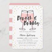 Brunch & Bubbly Pink Champagner Brautparty Einladung (Vorne/Hinten)