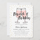 Brunch & Bubbly Pink Champagner Brautparty Einladung (Vorderseite)