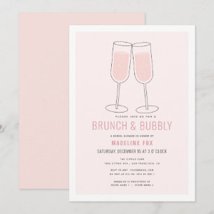 Brunch & Bubbly Pink Champagner Brautparty Einladung