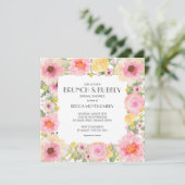 Brunch Bubbly Pink Floral Brautparty Einladung (Stehend Vorderseite)