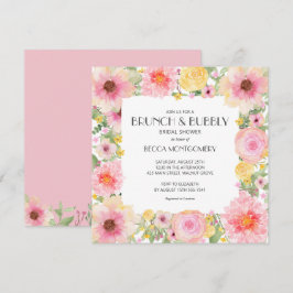 Brunch Bubbly Pink Floral Brautparty Einladung