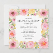 Brunch Bubbly Pink Floral Brautparty lädt ein (Vorderseite)
