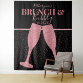 Brunch Bubbly Pink Glitzer Champagner Hintergrund Wandteppich (Beispiel)