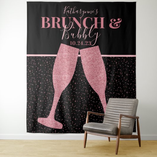 Brunch Bubbly Pink Glitzer Champagner Hintergrund Wandteppich (Beispiel)