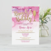 Brunch & Bubbly Pink Gold Brautparty Einladung (Stehend Vorderseite)
