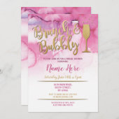 Brunch & Bubbly Pink Gold Brautparty Einladung (Vorne/Hinten)
