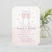 Brunch & Bubbly Pink Gold Champagner Brautparty Einladung (Stehend Vorderseite)