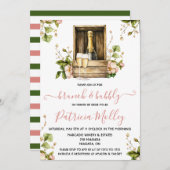 Brunch & Bubbly, Pink & Green Rose, Brautparty Einladung (Vorne/Hinten)