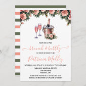 Brunch & Bubbly, Pink & Green Rose, Brautparty Einladung (Vorne/Hinten)