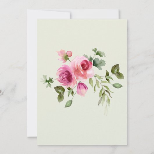 Brunch & Bubbly Pink Greenery Brautparty Einladung (Rückseite)