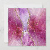 Brunch & Bubbly Pink Lila Gold Agate Dusche Einladung (Rückseite)