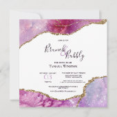 Brunch & Bubbly Pink Lila Gold Agate Dusche Einladung (Vorderseite)