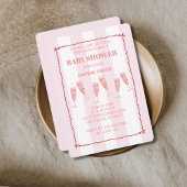 Brunch & Bubbly Pink & Red Baby Dusche Einladung