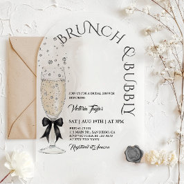 Brunch & Bubbly Prosecco Bow Brautparty Acryleinladungen