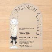 Brunch & Bubbly Prosecco Bow Brautparty Acryleinladungen (Vorderseite)