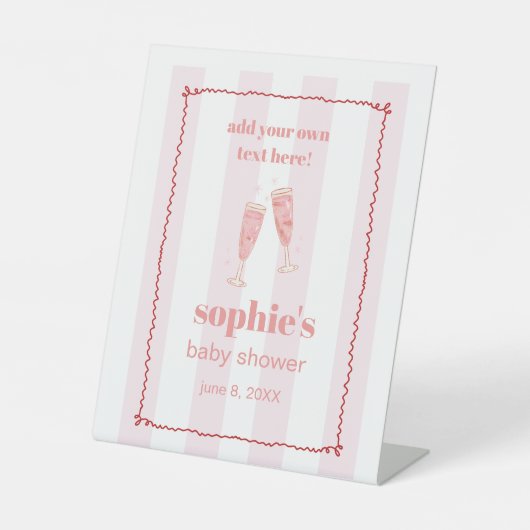 Brunch & Bubbly Red and Pink Wavy Custom Sign Sockelschild (Vorderseite)