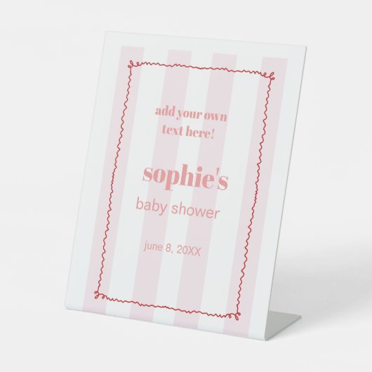 Brunch & Bubbly Red and Pink Wavy Custom Sign Sockelschild (Vorderseite)
