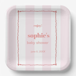 Brunch & Bubbly Red und Rosa Retro Wavy Pappteller