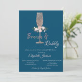 Brunch & Bubbly Rose Gold Brautparty Einladung (Stehend Vorderseite)