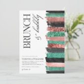 Brunch & Bubbly Rose Gold Bridal Dusche Einladung (Stehend Vorderseite)