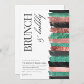 Brunch & Bubbly Rose Gold Bridal Dusche Einladung (Vorne/Hinten)