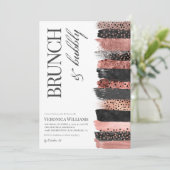 Brunch & Bubbly Rose Gold Bridal Dusche Einladung (Stehend Vorderseite)