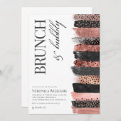 Brunch & Bubbly Rose Gold Bridal Dusche Einladung (Vorne/Hinten)