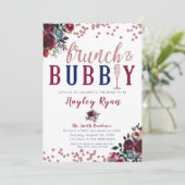 Brunch & Bubbly Rose Gold Burgund Navy Champagne Einladung (Stehend Vorderseite)