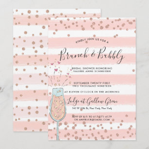 Brunch & Bubbly Rose Gold Champagner Brautjungfern Einladung