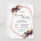 Brunch & Bubbly Rose Gold Lila Geometrische Dusche Einladung (Vorderseite)