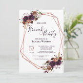 Brunch & Bubbly Rose Gold Lila Geometrische Dusche Einladung (Stehend Vorderseite)