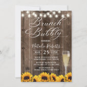 Brunch & Bubbly Rustic Sunflower Brautparty Einladung (Vorderseite)
