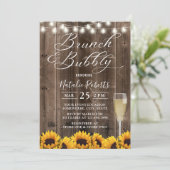 Brunch & Bubbly Rustic Sunflower Brautparty Einladung (Stehend Vorderseite)