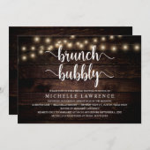 Brunch Bubbly, rustikales Brautparty Celebration Einladung (Vorne/Hinten)