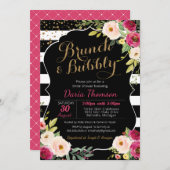 Brunch & Bubbly Schwarz-weiße Rosa Dusche mit Blum Einladung (Vorne/Hinten)