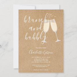 Brunch Bubbly Script Brautparty Rustic Kraft Einladung