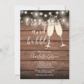 Brunch Bubbly Script Brautparty Rustic Wood Einladung (Vorderseite)