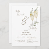Brunch & Bubbly Showdusche aus White & Gold Einladung (Vorne/Hinten)