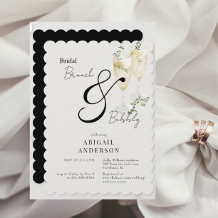 Brunch & Bubbly Showdusche in Beige & Black Bridal Einladung