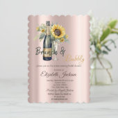 Brunch & Bubbly Sonnenblumen, Brautparty aus Glas Einladung (Stehend Vorderseite)