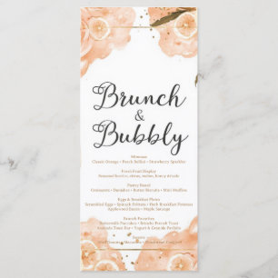 Brunch & Bubbly-Speisekarte – Pfirsich-Wasserfarbe Menükarte