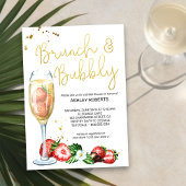 Brunch Bubbly Strawberries Champagne Brautparty Einladung