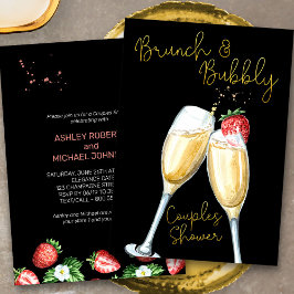 Brunch Bubbly Strawberry Champagner Couples Dusche Einladung