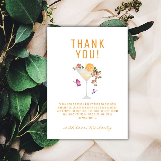 Brunch Bubbly Summer Floral Champagne Baby Dusche Dankeskarte