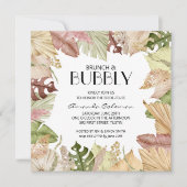 Brunch Bubbly Tropical Blätter Brautparty Einladun (Vorderseite)