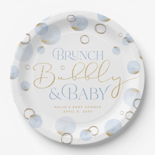 Brunch Bubbly und Baby Showpaper Teller (Vorderseite)