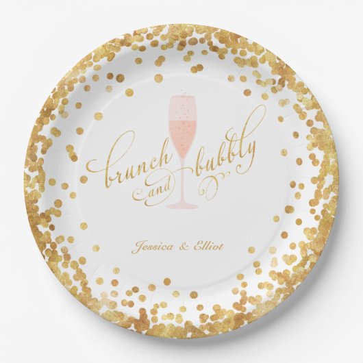 Brunch & Bubbly-Verlobung | Bachelorette | Dusche Pappteller (Vorderseite)